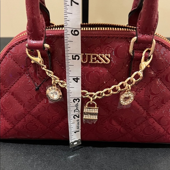 GUESS | “Black Cherry Valento” Mini Satchel w/ Iconic Bag Charms & Crossbody - Picture 16 of 16